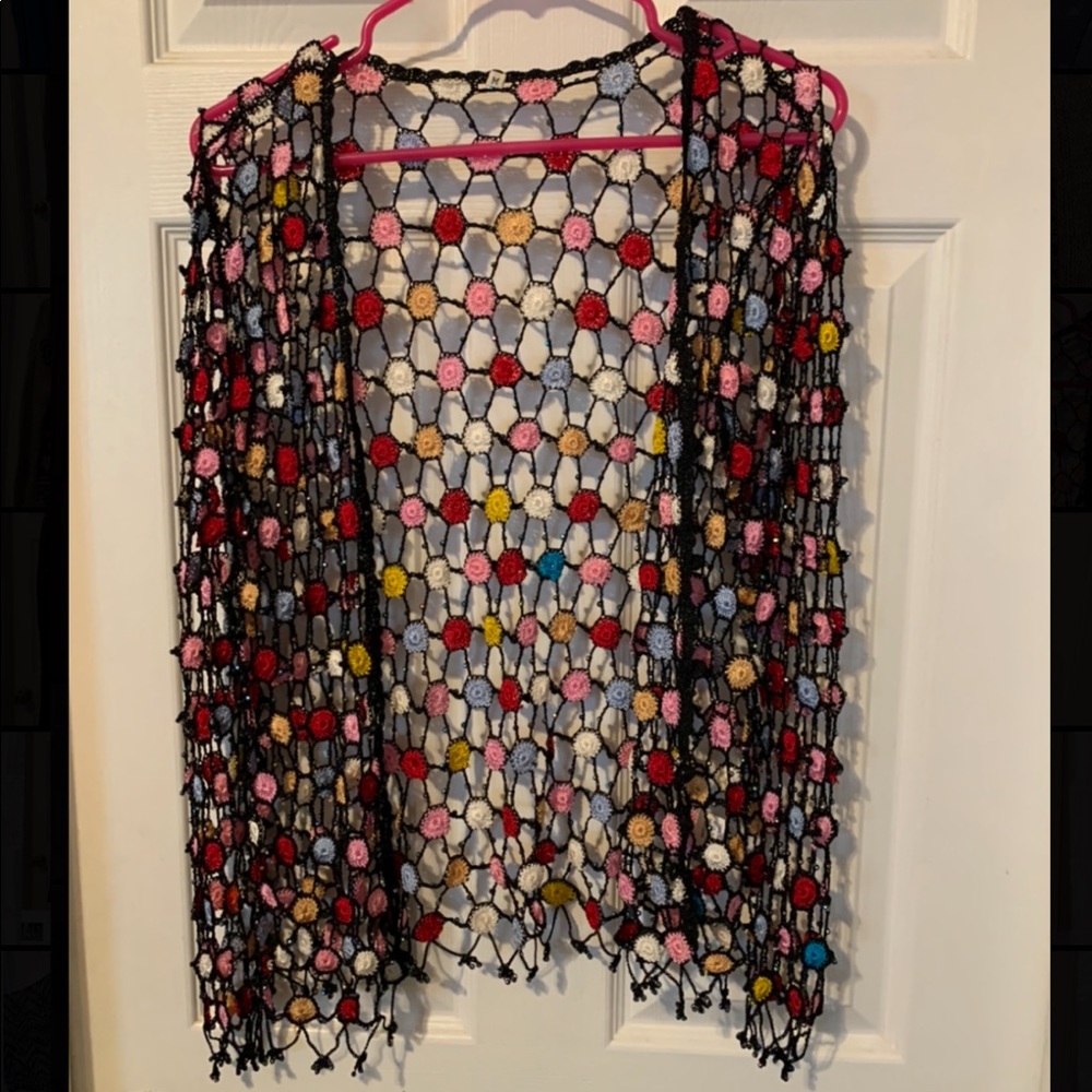 Groovy beaded crocheted cover up!